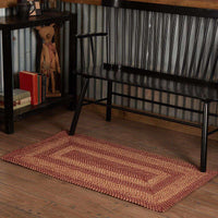 Burgundy Tan Jute Rug Rectangular VHC Brands - The Fox Decor