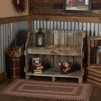 Burgundy Tan Jute Rug Rectangular VHC Brands - The Fox Decor