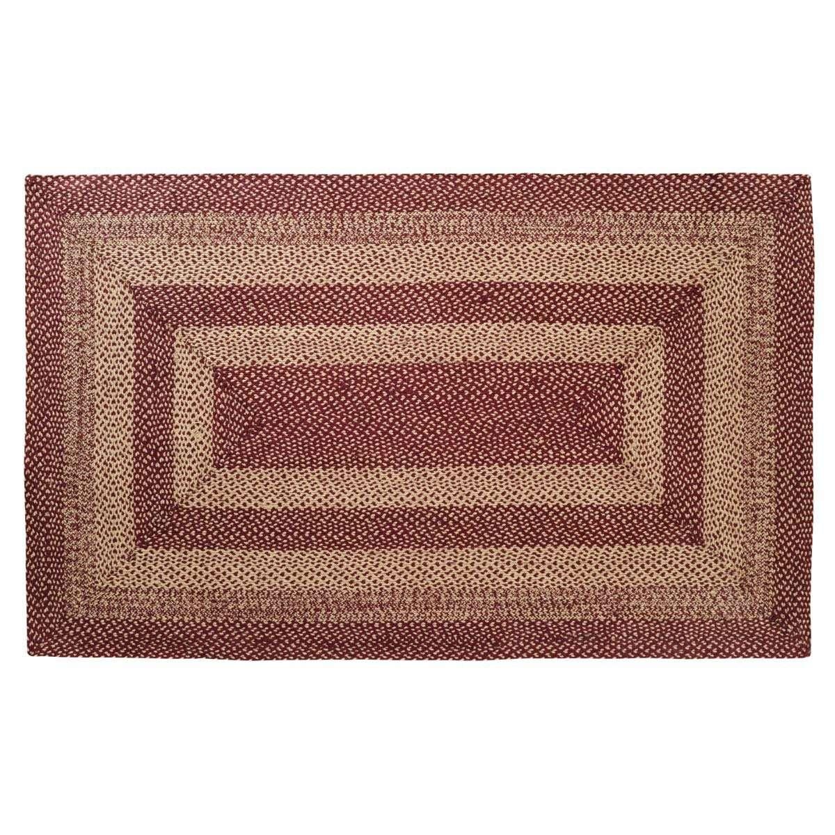 Burgundy Tan Jute Rug Rectangular VHC Brands - The Fox Decor