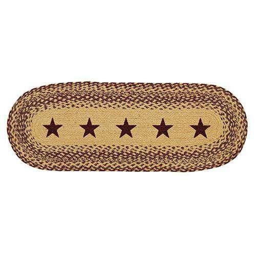 Burgundy Tan Stencil Star Runner, 13x36 - The Fox Decor