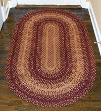 Burgundy/Tan Braided Oval Rug, 3x5 - The Fox Decor