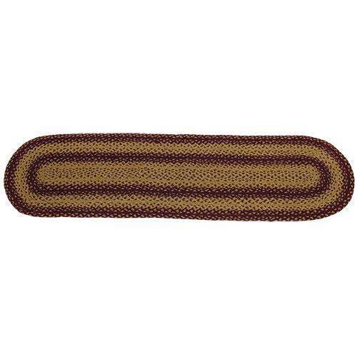Burgundy/Tan Braided Oval Runner - 13x48 Tabletop CWI+ 