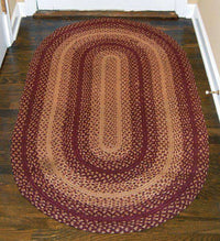 Thumbnail for Burgundy/Tan Oval Braided Rug rug CWI Gifts 