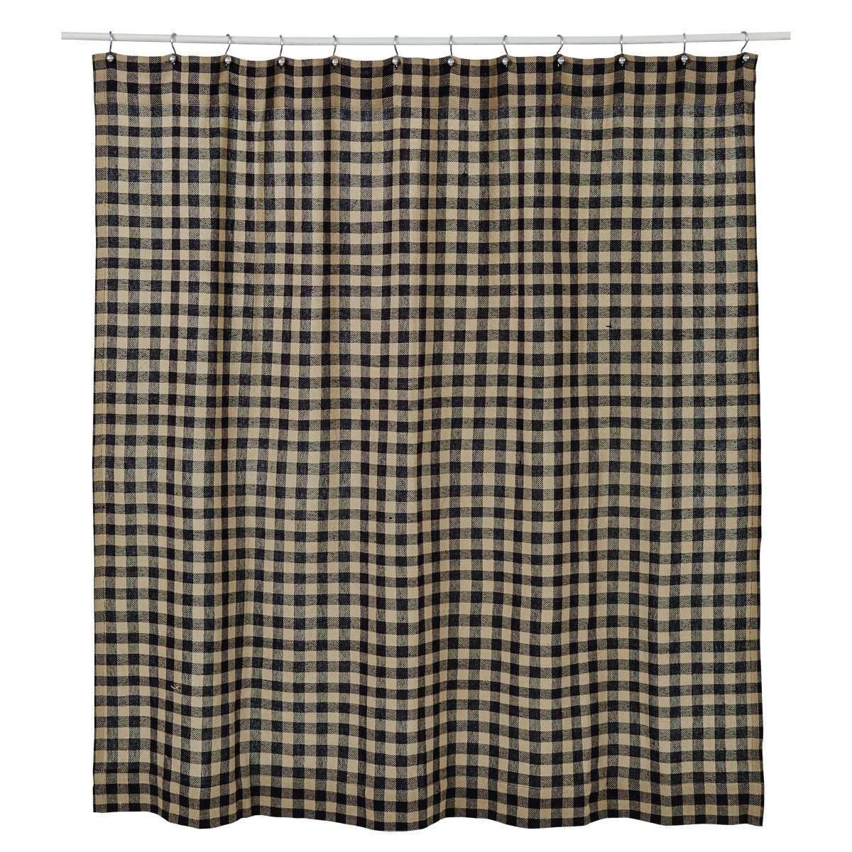 Burlap Black Check Shower Curtain 72