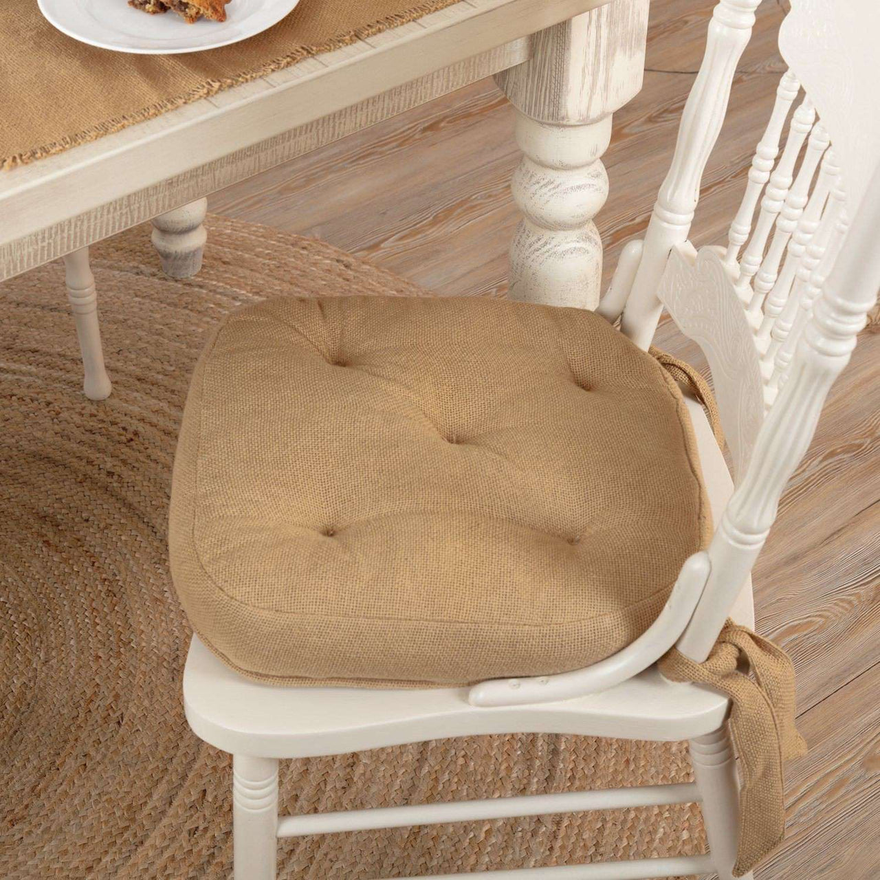 Burlap Natural Country Chair Pad Chair Pad VHC Brands 