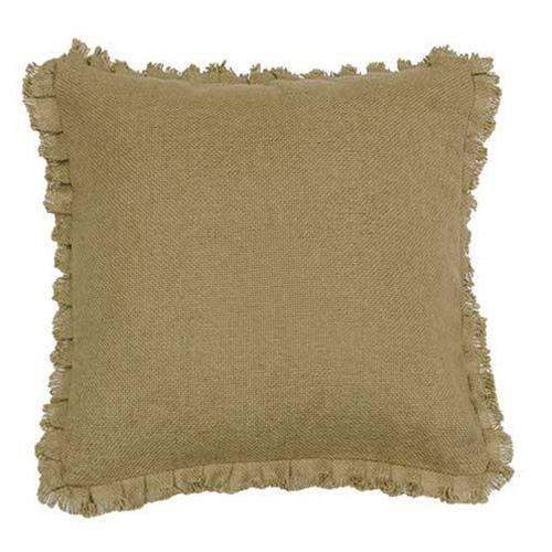 Burlap Natural Fringed Pillow, 16" Sq - The Fox Decor