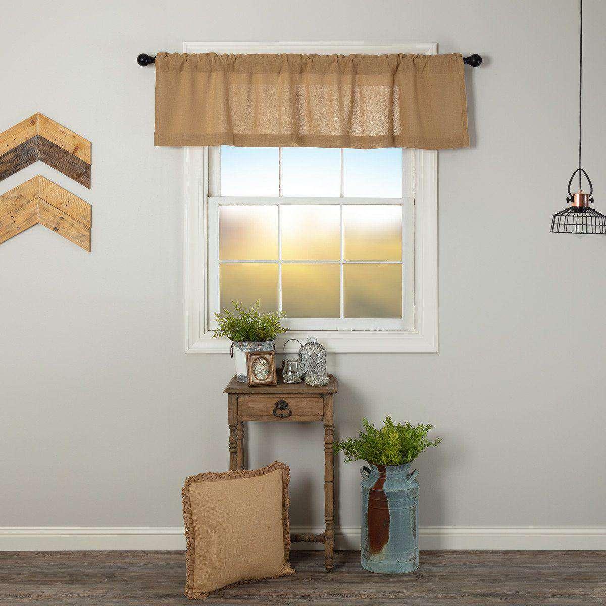 Burlap Natural Valance Curtain 16x72 curtains CWI Gifts 