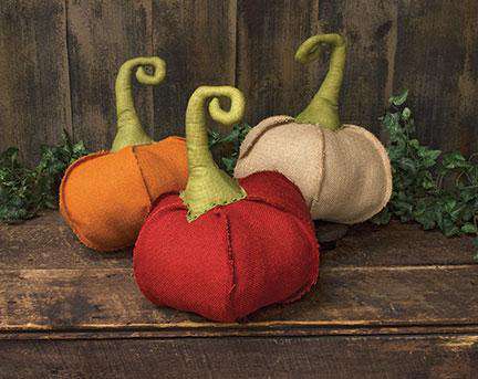 Burlap Pumpkin, Large, 3 assorted colors All Fall CWI+ 