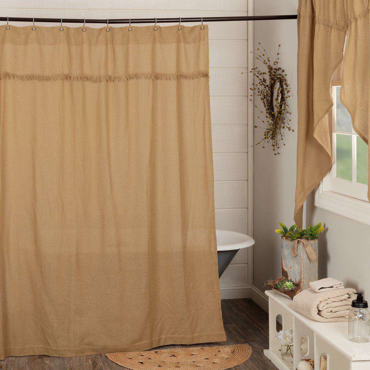 Burlap Vintage/Antique/Natural Shower Curtain 72"x72" curtain VHC Brands Natural 
