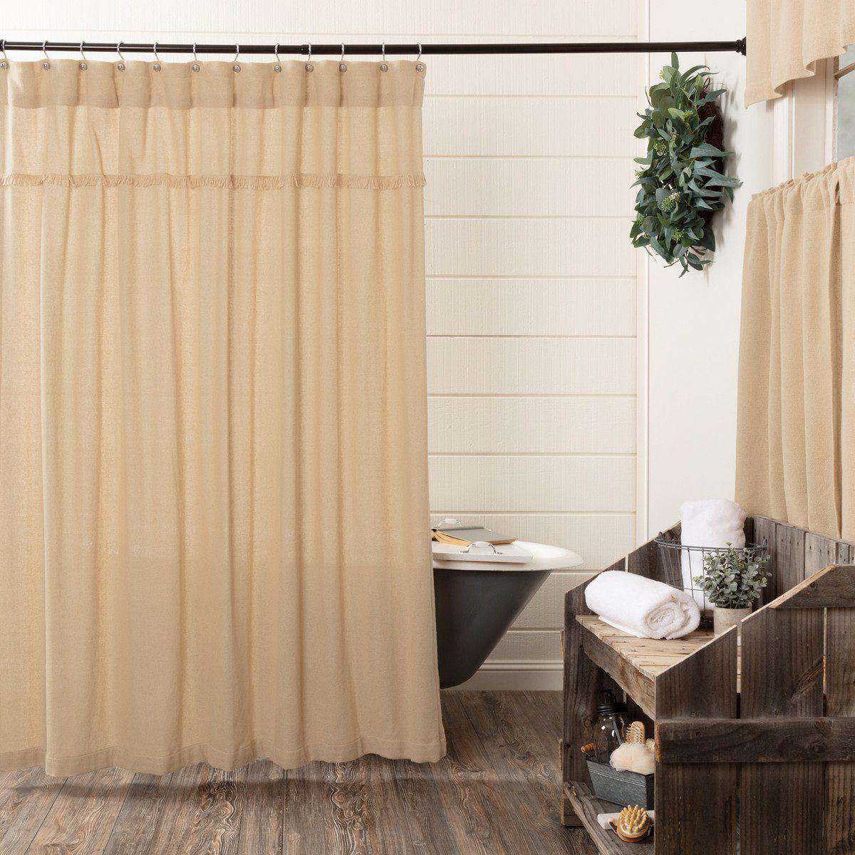 Burlap Vintage/Antique/Natural Shower Curtain 72"x72" curtain VHC Brands Vintage 