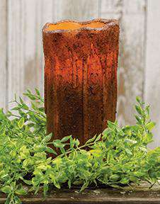 Burnt Mustard Drip Timer Pillar, 7" - The Fox Decor