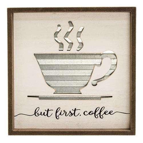 But First Coffee Metal Cutout Framed Sign - The Fox Decor