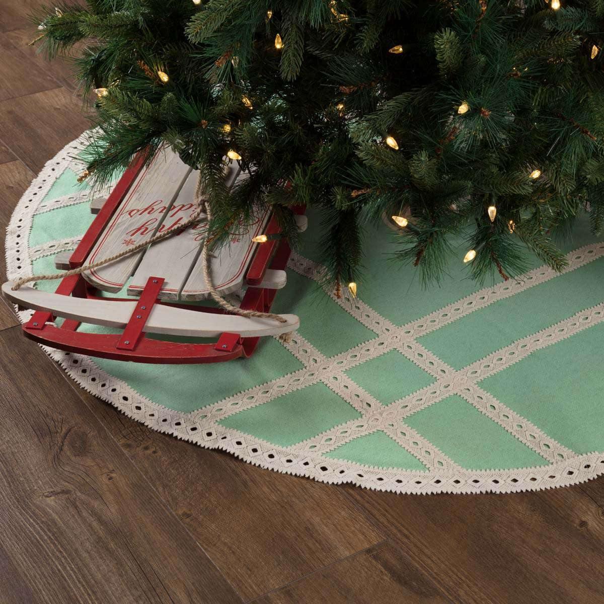 Margot Mint Christmas Tree Skirt 55 VHC Brands - The Fox Decor