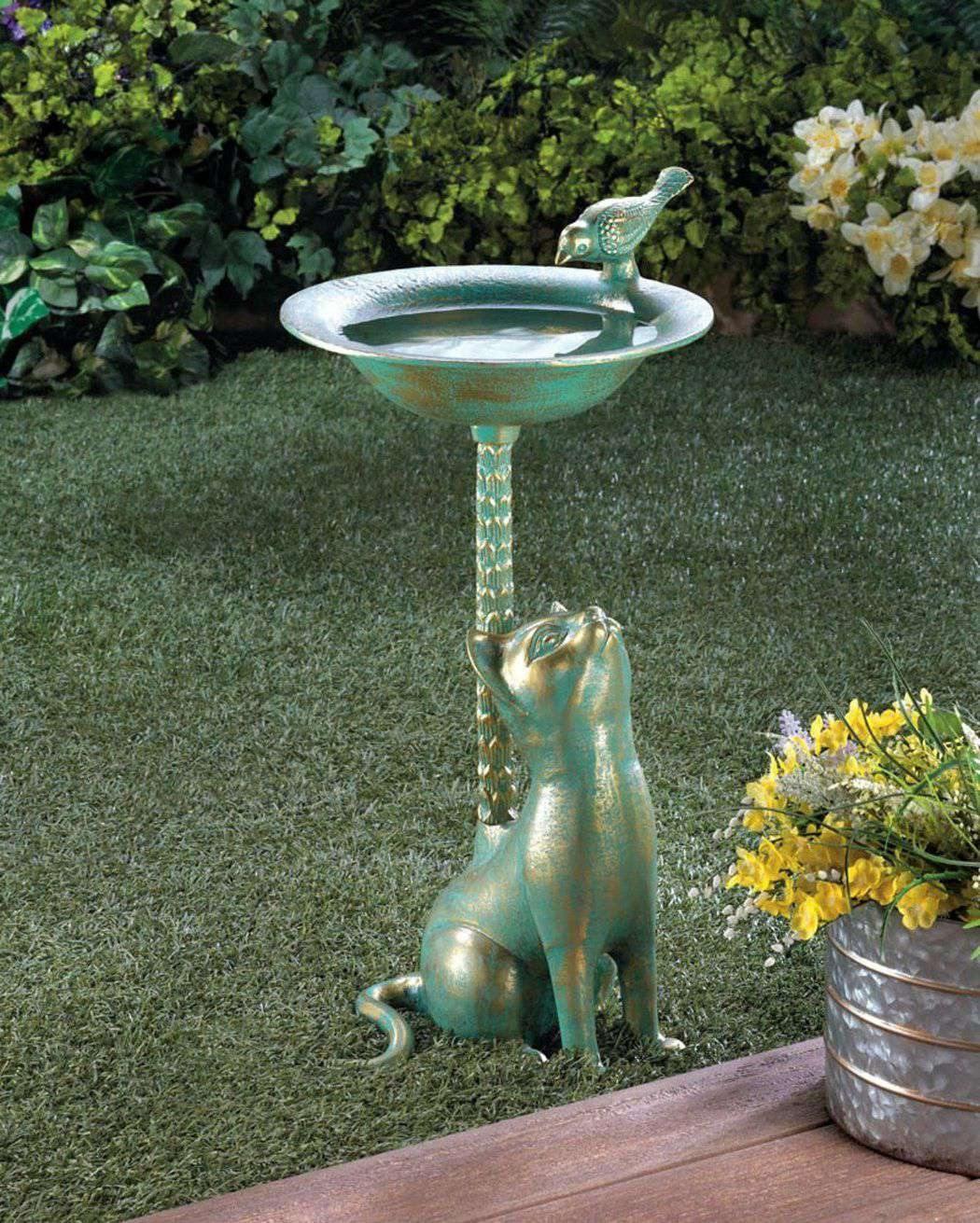 Cat Bird Bath - The Fox Decor