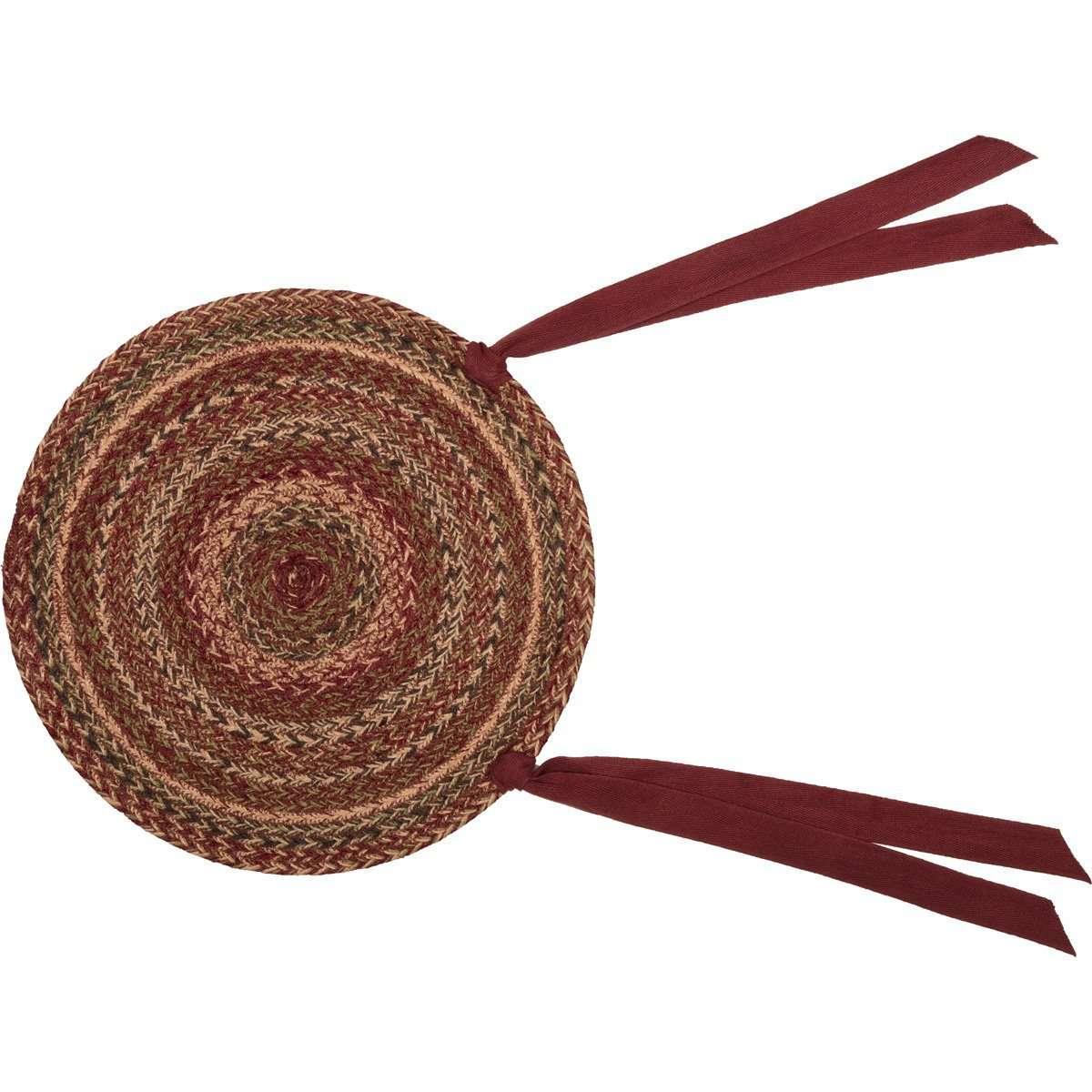 Cider Mill Jute Chair Pad Set of 6 Burgundy Natural Green Online
