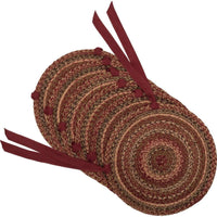 Thumbnail for Cider Mill Jute Braided Chair Pad Set of 6 Burgundy, Natural, Green - The Fox Decor