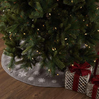 Thumbnail for Snowflake Burlap Grey Tree Skirt 48