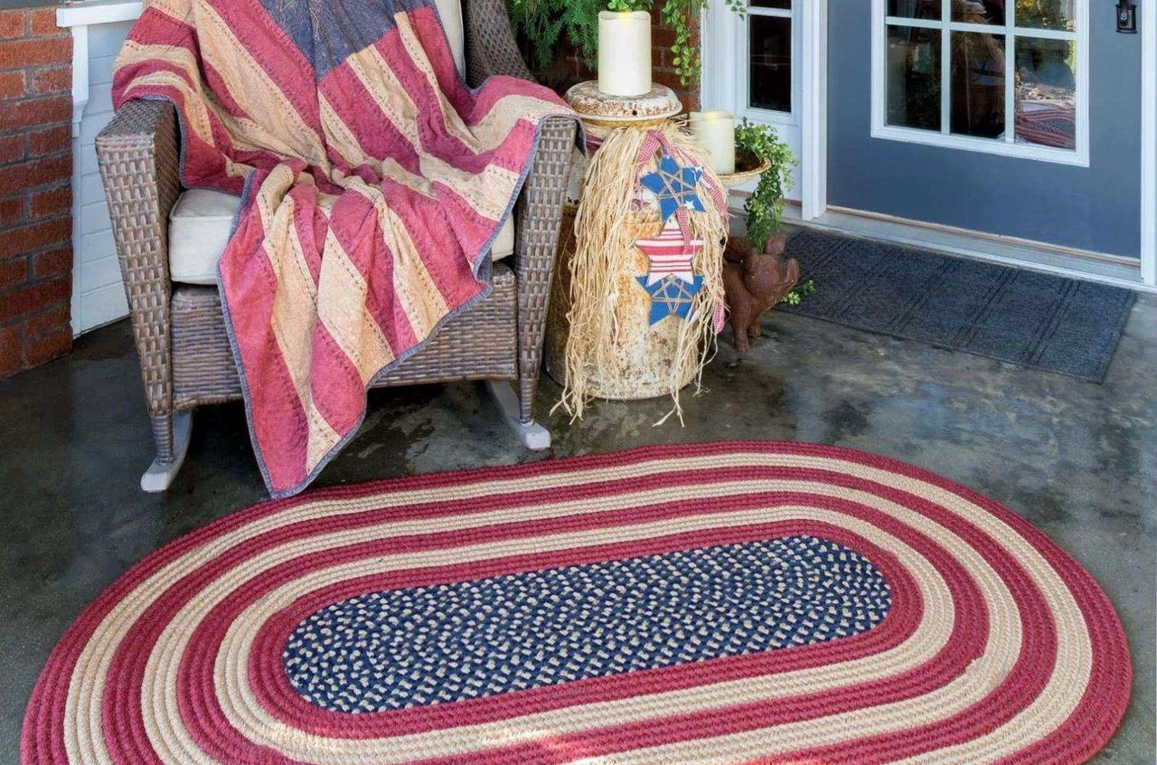 Colonial Rustic American Flag Braided Rugs Rugs Colonial Braided Rugs 