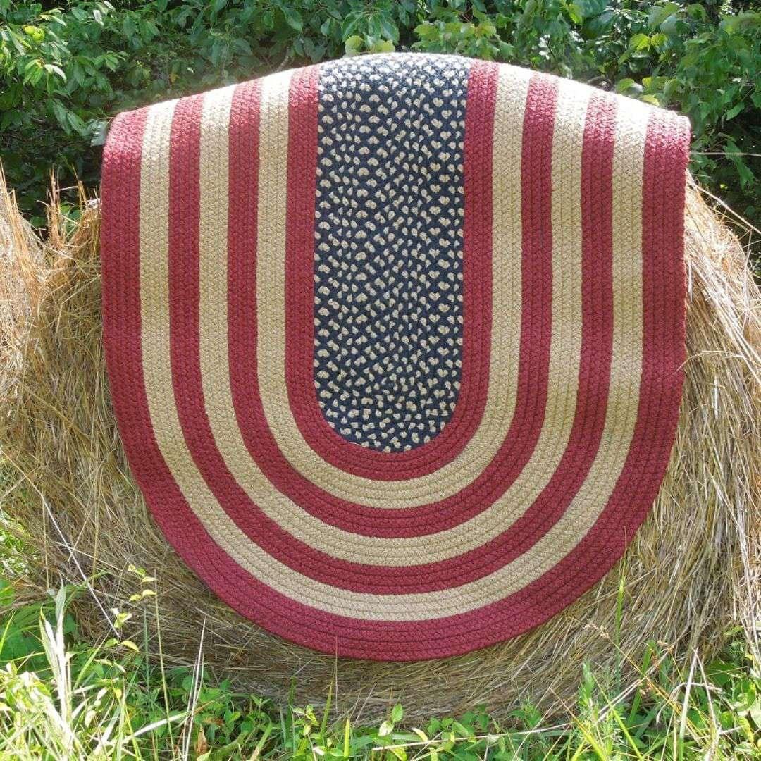 Colonial Rustic American Flag Braided Rugs - The Fox Decor