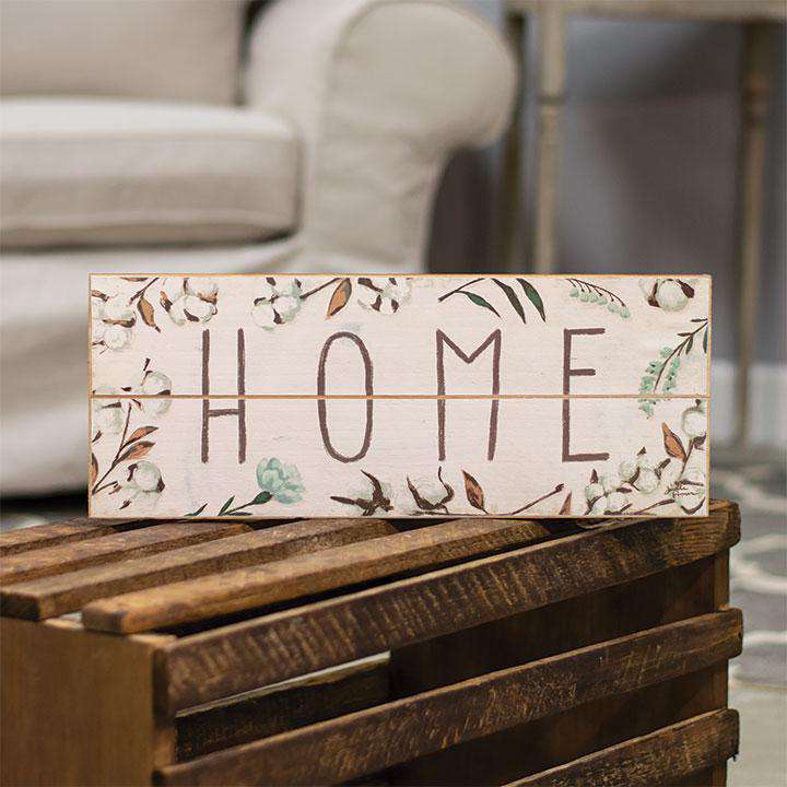 Cotton and Floral Wall Sign, "Home" Farm Fresh Signs CWI+ 