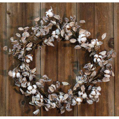 Cotton Ball Wreath, 20" Florals CWI+ 