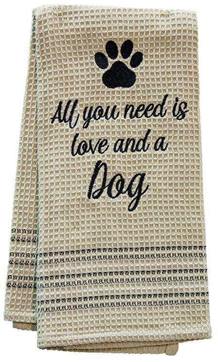 Cotton Black & White Love & Dog Dish Towel - The Fox Decor