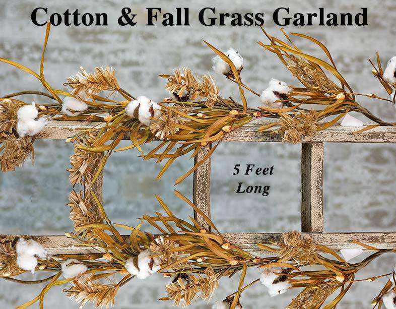 Cotton & Fall Grass Garland 5ft Garlands CWI+ 