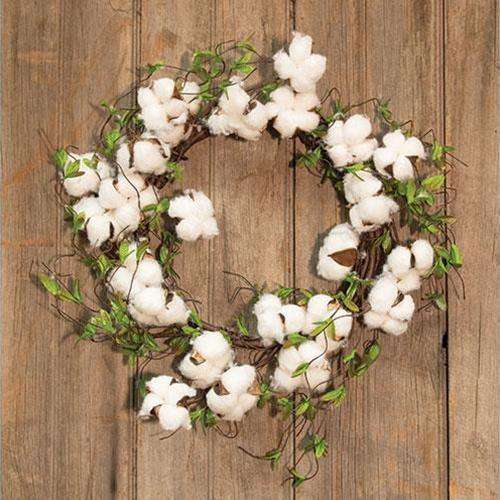 Cotton & Willow Leaves Wreath, 22" Cotton Florals CWI+ 