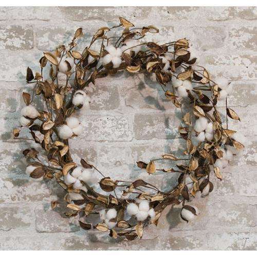 Cotton Wreath w/Shells, 20" - The Fox Decor