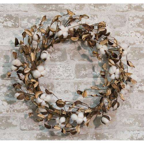 Cotton Wreath w/Shells, 20" Fall CWI+ 