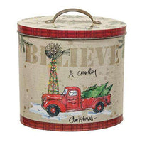 Thumbnail for Country Christmas Oval Tin With Lid Buckets & Cans CWI+ 