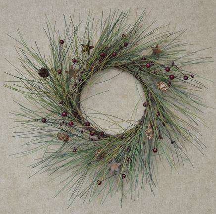 Country Needle Pine Wreath, 14" Christmas CWI+ 
