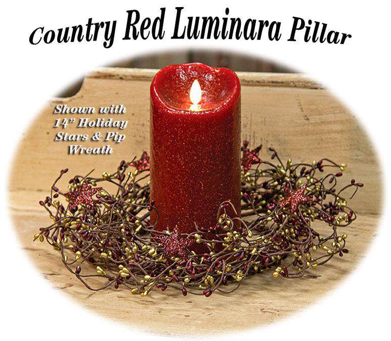 Country Red Luminara Candle, 7" Luminara Candles CWI+ 