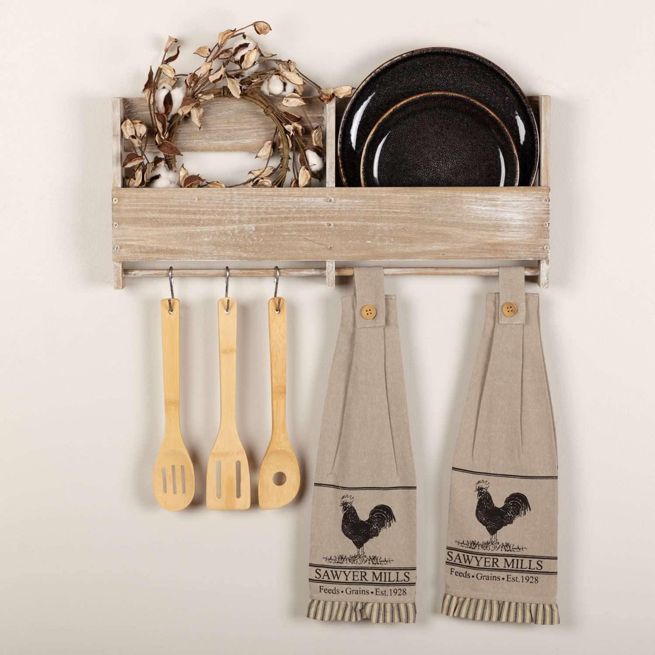 Sawyer Mill Charcoal Poultry Button Loop Kitchen Towel Set of 2 VHC Brands - The Fox Decor