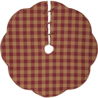 Thumbnail for Burgundy Check Scalloped Christmas Tree Skirt 55 VHC Brands - The Fox Decor