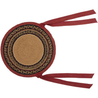 Thumbnail for Cumberland Moose Applique Braided Jute Chair Pad Set of 6 Natural, Chili Pepper Red, Caviar - The Fox Decor