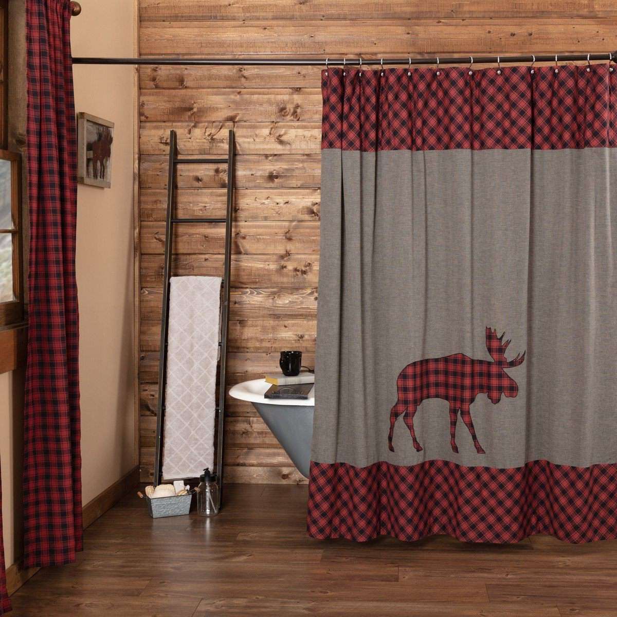 Cumberland Moose Applique Shower Curtain 72"x72" curtain VHC Brands 