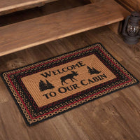 Thumbnail for Cumberland Stenciled Moose Jute Braided Rug Oval/Rect Welcome to the Cabin VHC Brands rugs VHC Brands 