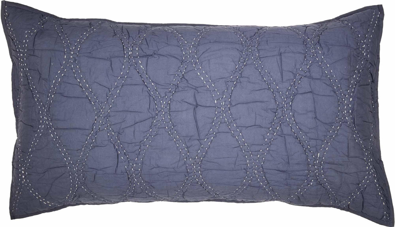 Harbour Navy King Sham 21x37 VHC Brands - The Fox Decor