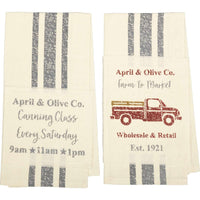 Thumbnail for Farmer's Market Delivery Truck Unbleached Natural Muslin Tea Towel Set of 2 (Truck; Canning) VHC Brands - The Fox Decor