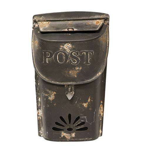 Distressed Black Post Box, 11" - The Fox Decor