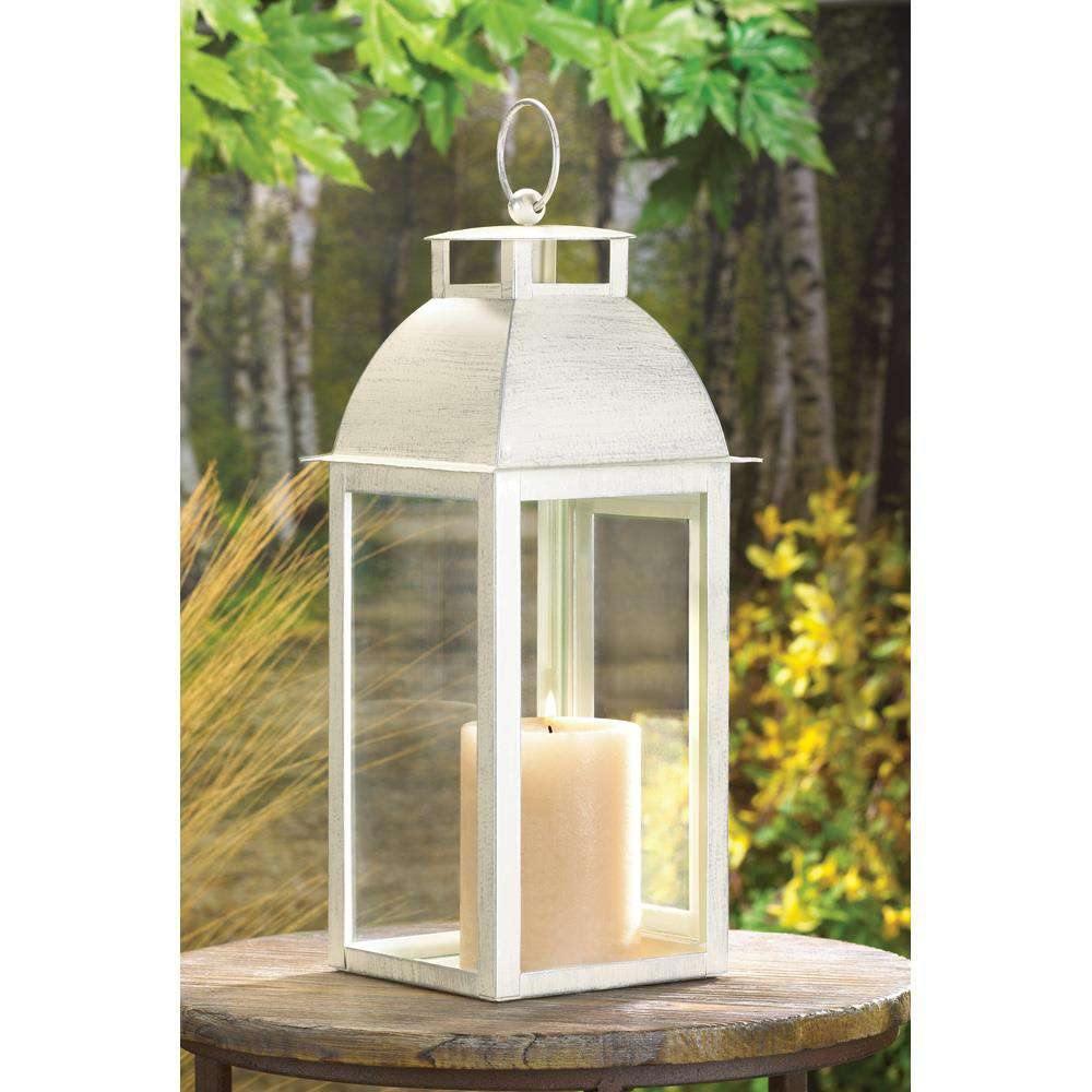 Distressed Ivory Candle Lantern - The Fox Decor