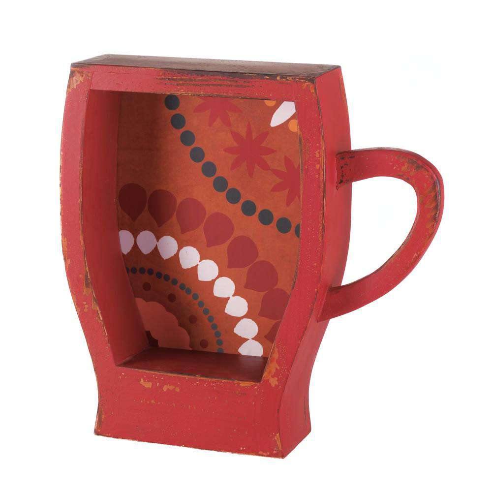 Distressed Red Coffee Cup Shelf