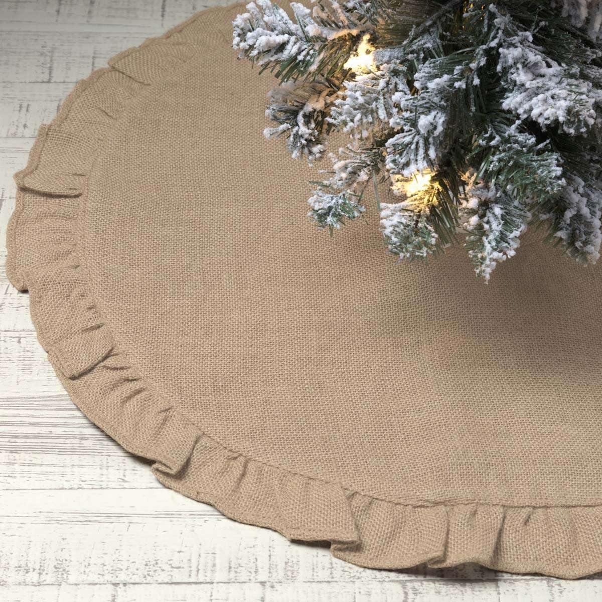 Jute Burlap Natural Mini Christmas Tree Skirt 21 VHC Brands - The Fox Decor