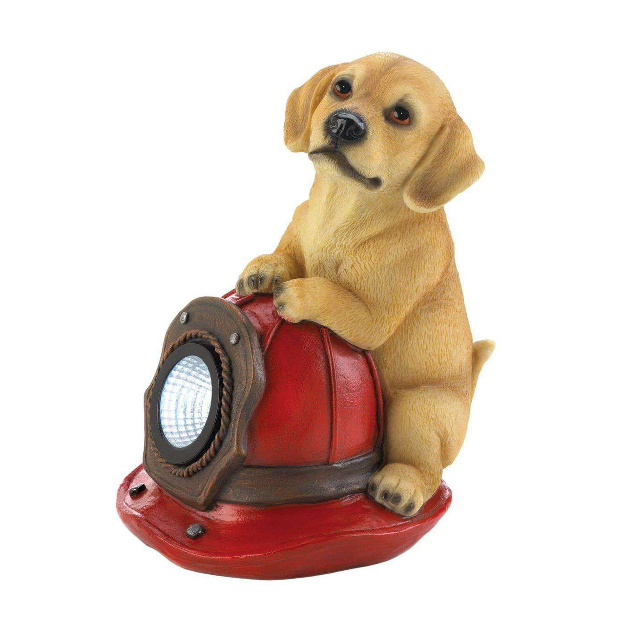 Dog Fire Helmet Solar Statue - The Fox Decor