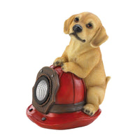Thumbnail for Dog Fire Helmet Solar Statue