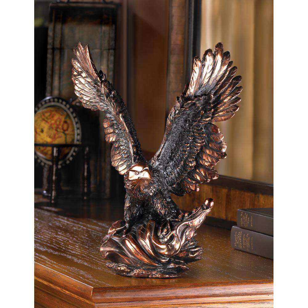 Eagle in Flight Statue Dragon Crest 