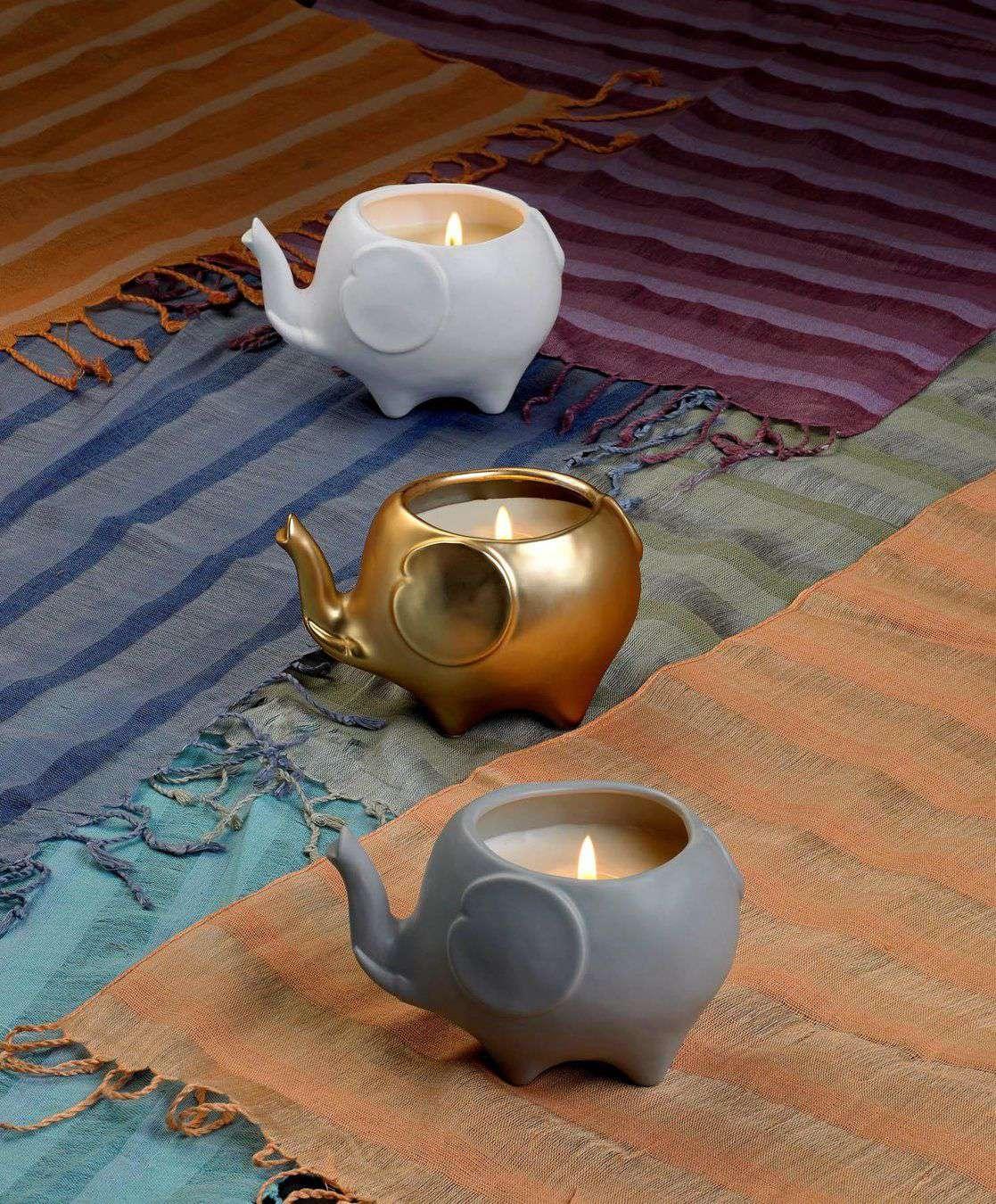 Elephant Candle - Matte Gold - The Fox Decor