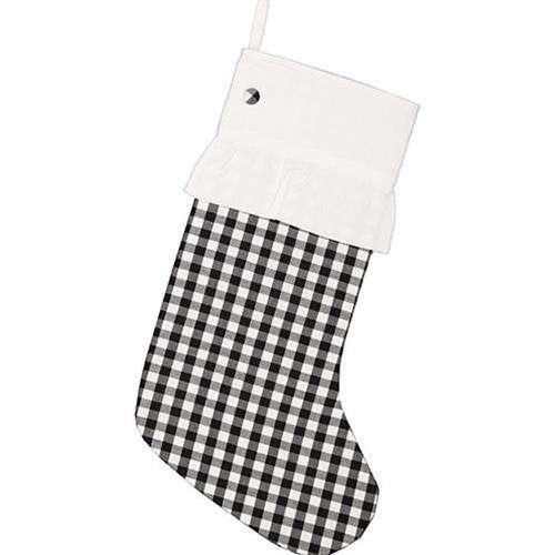 Emmie Black Check Stocking, 12x20 - The Fox Decor