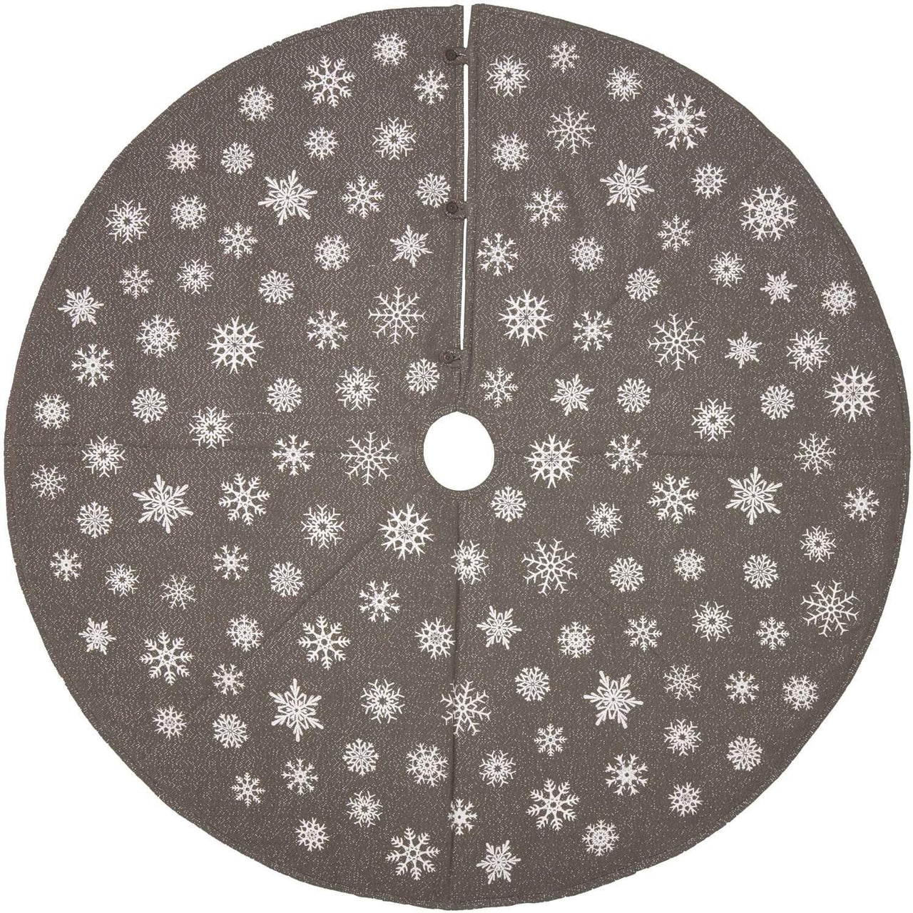 Snowflake Burlap Grey Christmas Tree Skirt 60 VHC Brands - The Fox Decor